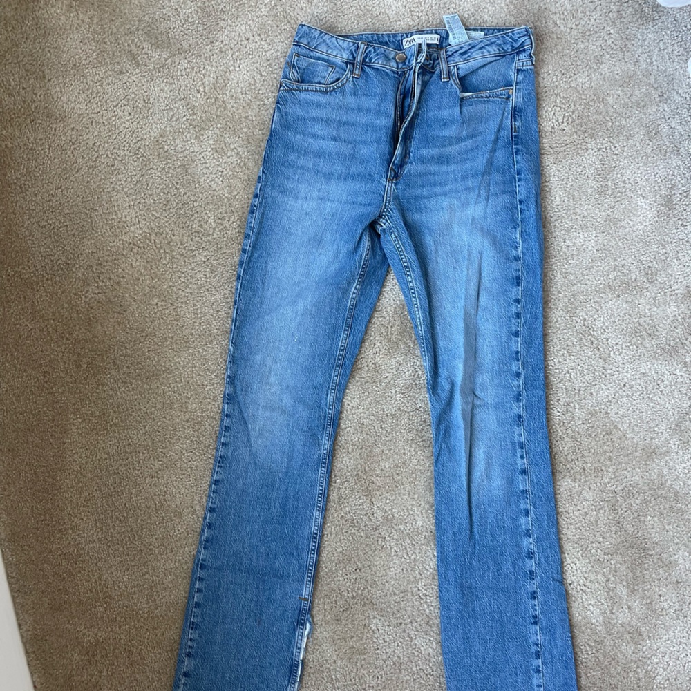 Zara Straight Leg Frayed Edge Jeans
